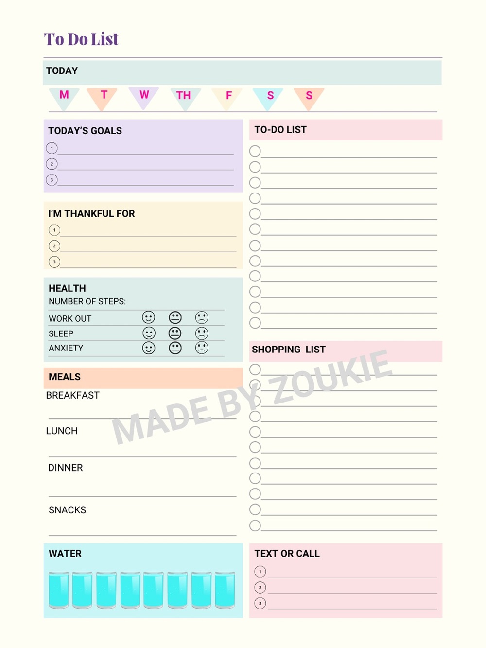 To-Do List Note Pad Pastel Organizer Kawaii NWT